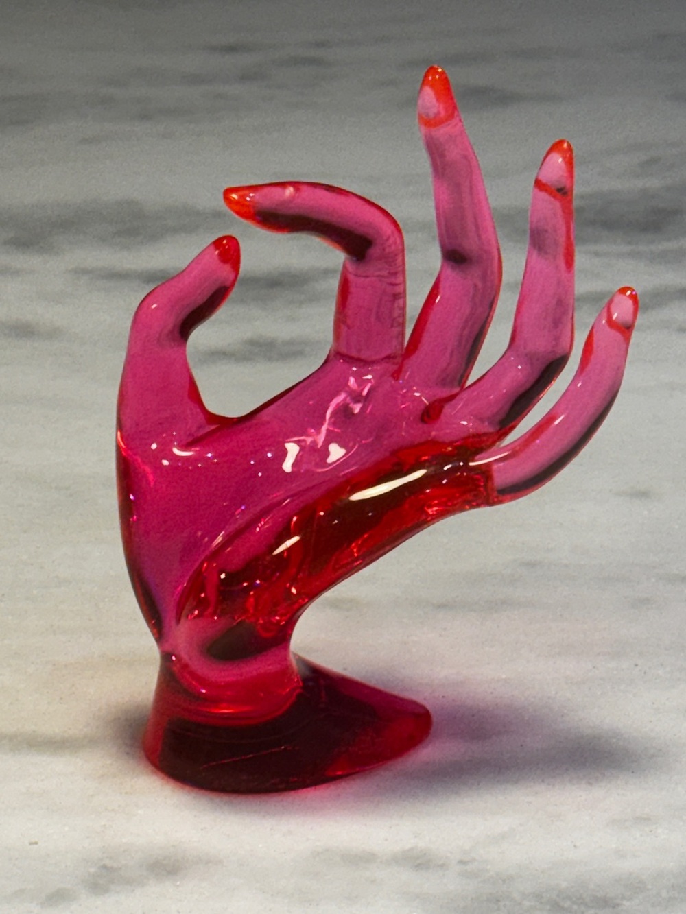 Pop Mod Art 1960s Hot Pink Jere Acrylic Lucite Hand Jewelry Ring Holder